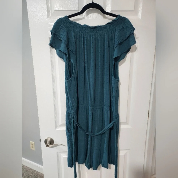 LOFT Plus Dark Teal Blue Clip Dot Romper in Size 22 - Picture 11 of 13